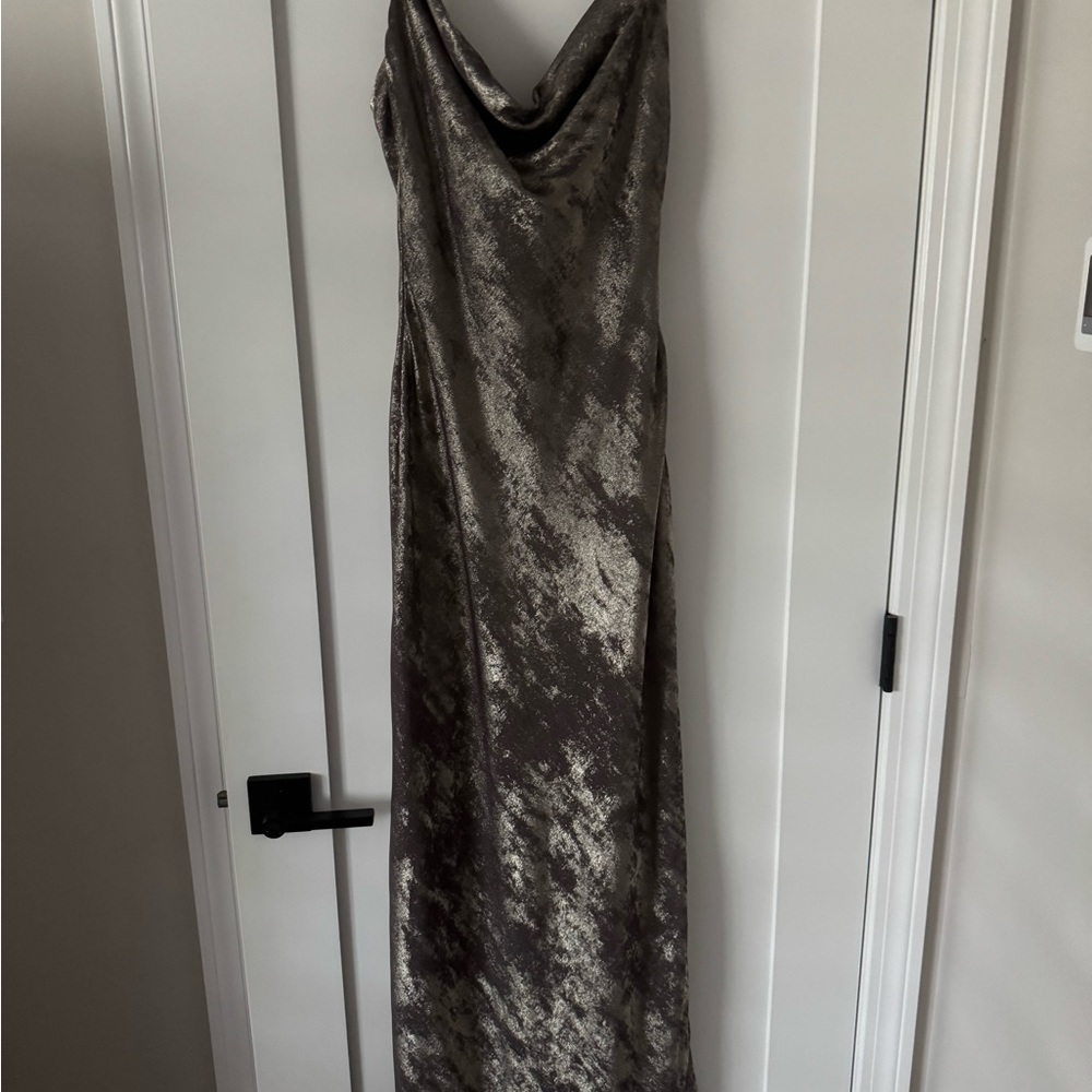 House of CB Silver and Black Cowl Neck Maxi Gown